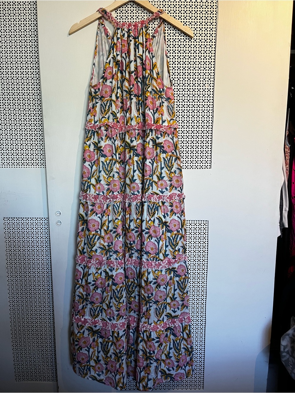 Caroline Constas Pink Floral Tiered Sleeveless Maxi Dress Sz small - Picture 9 of 11